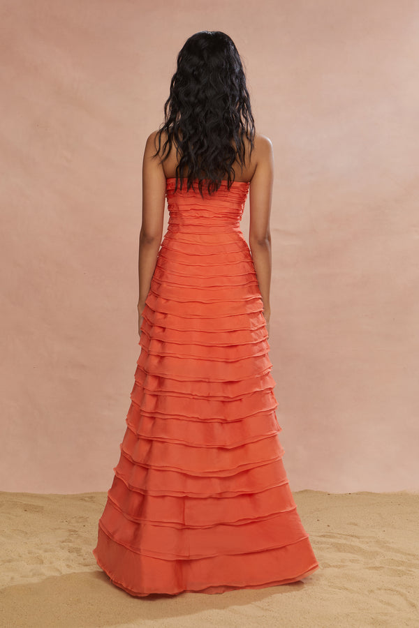 Amur Pepper Layered Gown Desert Sun