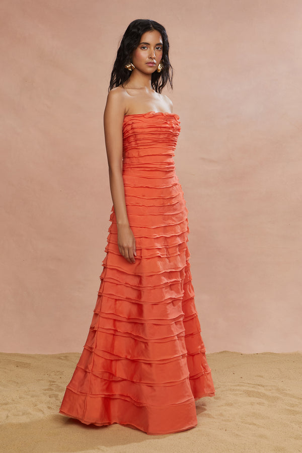 Amur Pepper Layered Gown Desert Sun