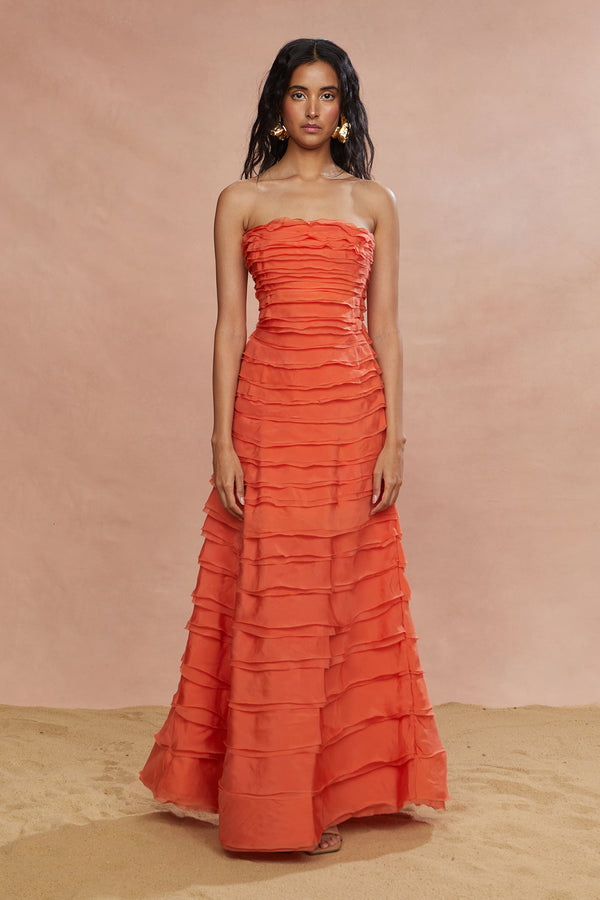 amur Pepper Layered Gown Desert Sun