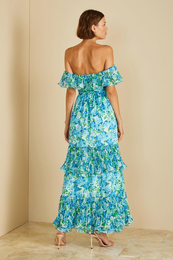 Amur Pia Pleated Midi Dress Garden Blues