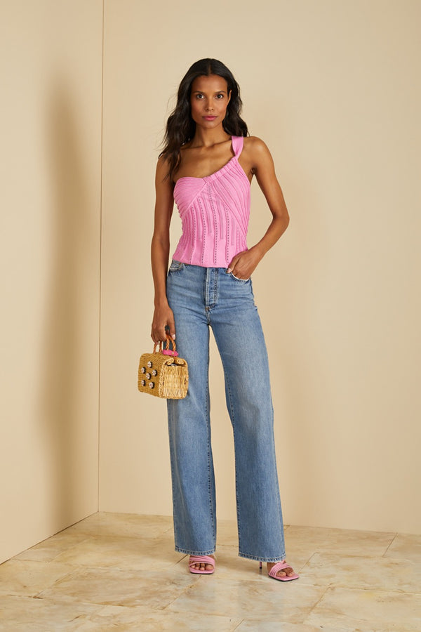 amur Rena One Shoulder Knit Pink Lotus