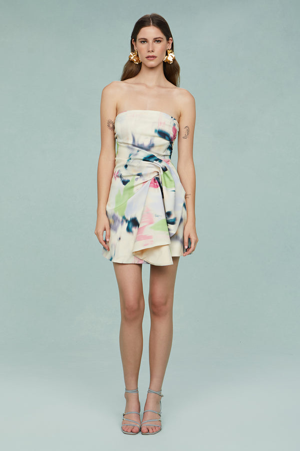 amur Roma Drape Mini Dress Reflecting Pool