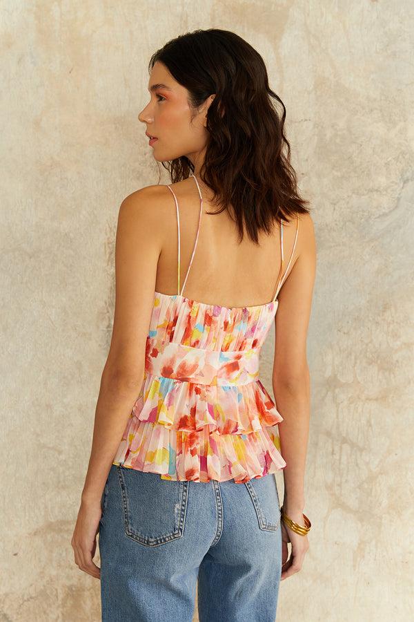 Amur Sandie Pleated Shell Top Desert Lily
