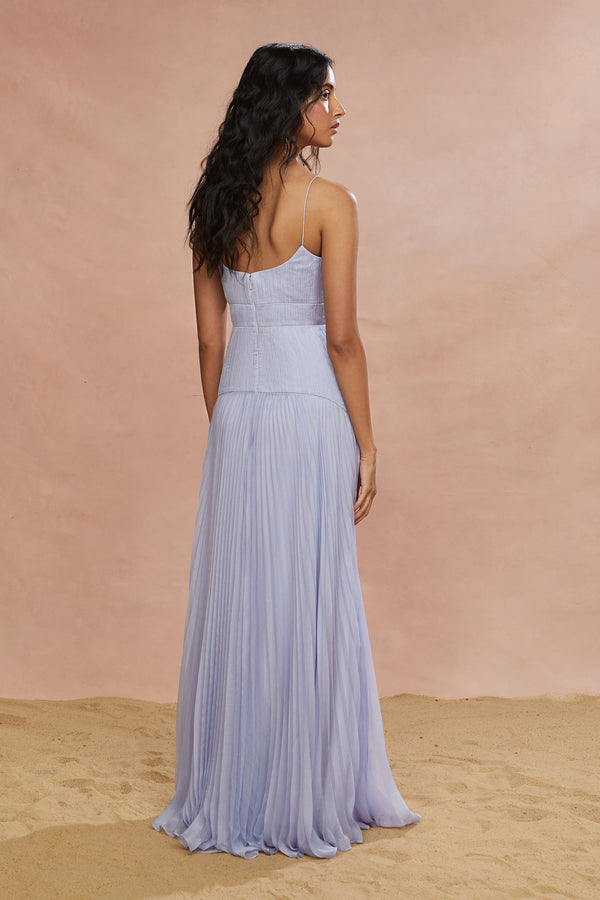Amur Saylor Pleated Gown Rain Cloud