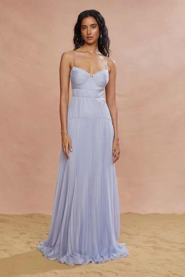 amur Saylor Pleated Gown Rain Cloud