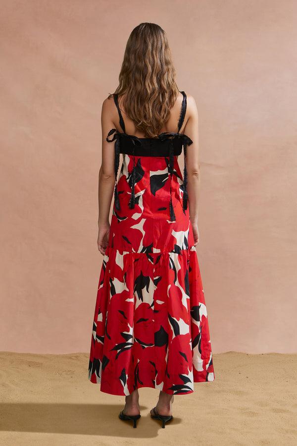 Amur Selna Tie Strap Dress Red Bloom