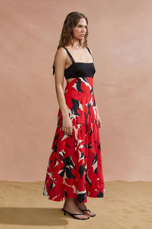 Amur Selna Tie Strap Dress Red Bloom