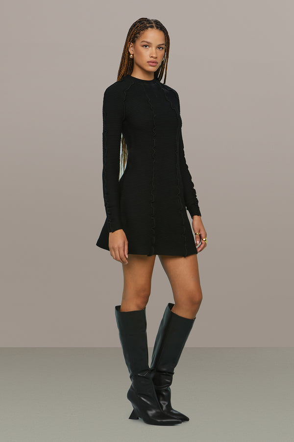 Amur Walker Lettuce Edge Dress Black