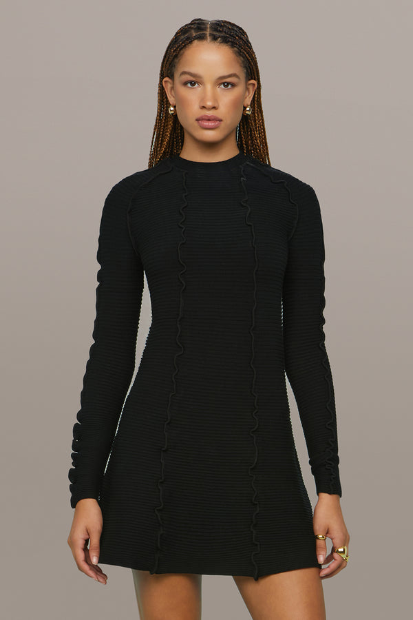 Amur Walker Lettuce Edge Dress Black