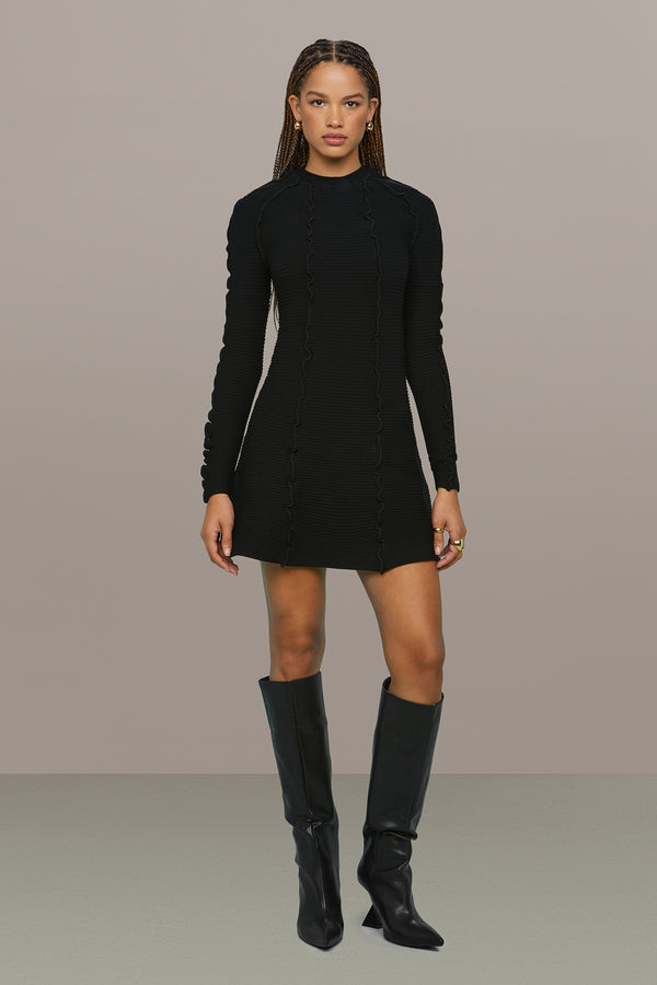 amur Walker Lettuce Edge Dress Black