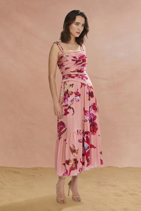 Amur Daniella Printed Viscose Midi Warm Speckled Iris