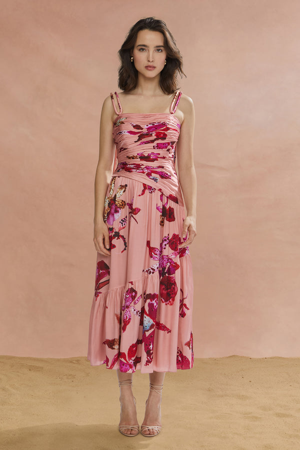 amur Daniella Printed Viscose Midi Warm Speckled Iris