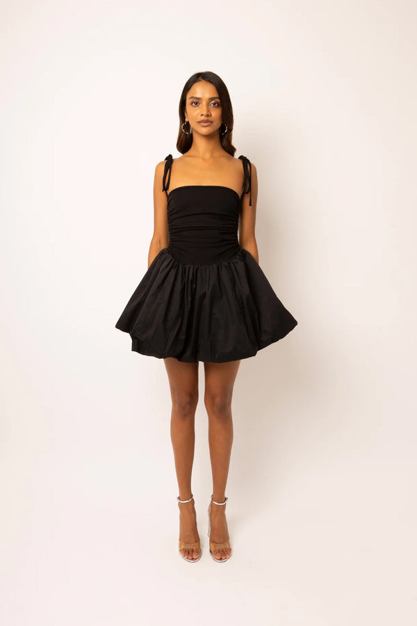 Amy Lynn Alexa Pure Cotton Black Puffball Mini Dress