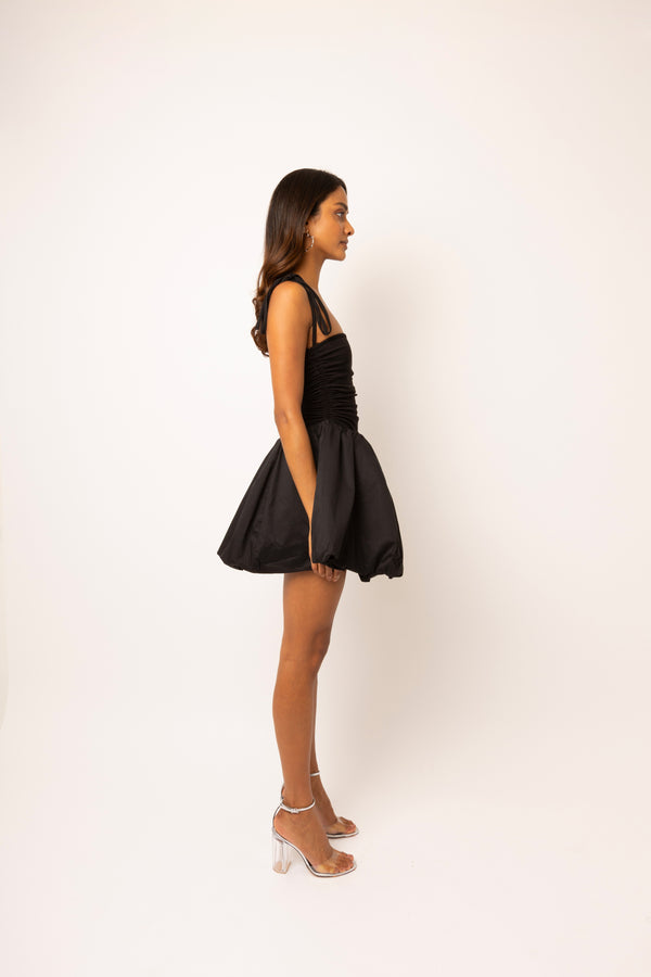 Amy Lynn Alexa Pure Cotton Black Puffball Mini Dress