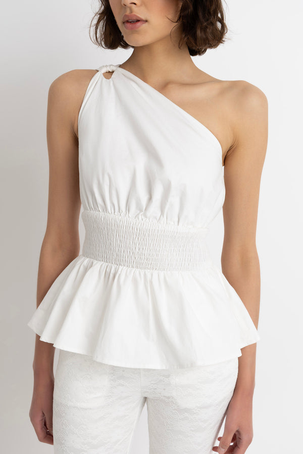 Amy Lynn Allegra Pure Cotton Asymmetrical Peplum Top