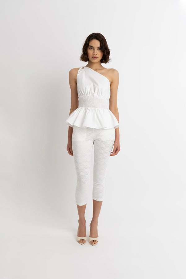 Amy Lynn Allegra Pure Cotton Asymmetrical Peplum Top