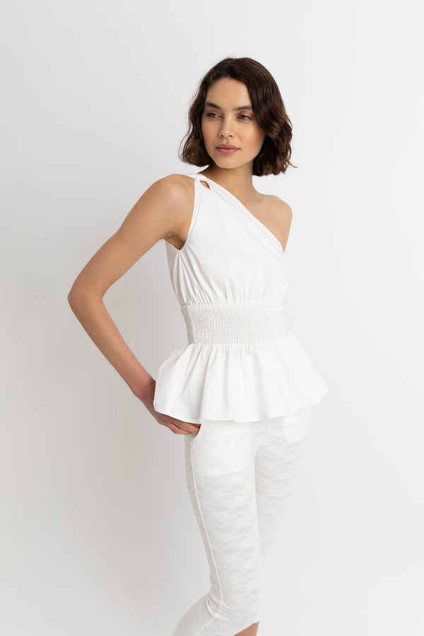 Amy Lynn Allegra Pure Cotton Asymmetrical Peplum Top
