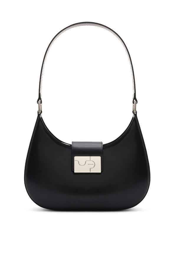 amy lynn Albany Black Leather Shoulder Bag