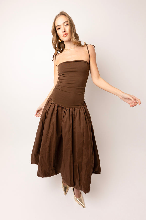 amy lynn Alexa Chocolate Brown Puffball Dress