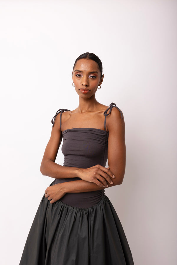 Amy Lynn Alexa Dark Grey Puffball Dress