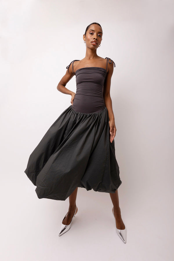 amy lynn Alexa Dark Grey Puffball Dress