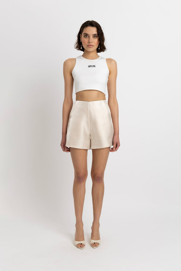 Amy Lynn Aurora Tailored Satin Shorts