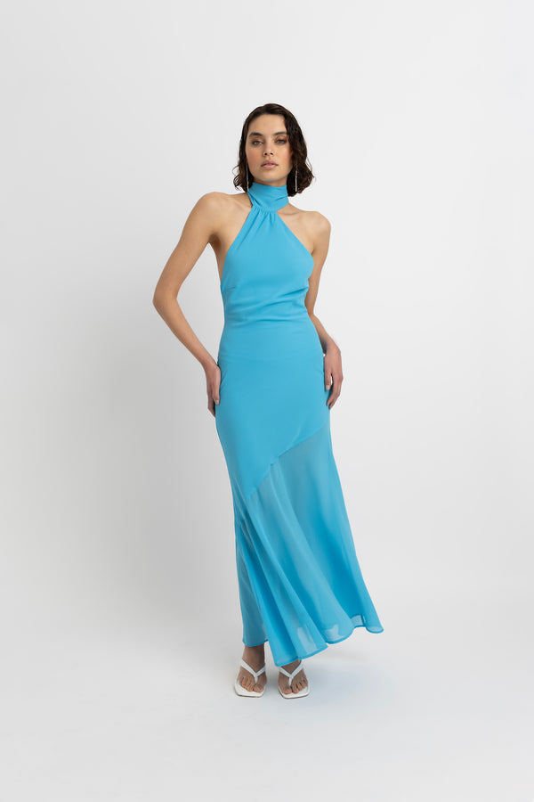 Amy Lynn Baia Turquoise Halterneck Maxi Dress