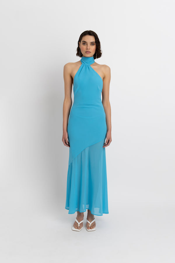 amy lynn Baia Turquoise Halterneck Maxi Dress