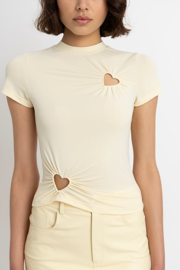 Amy Lynn Bowie Butter Yellow Heart Cut Out Top