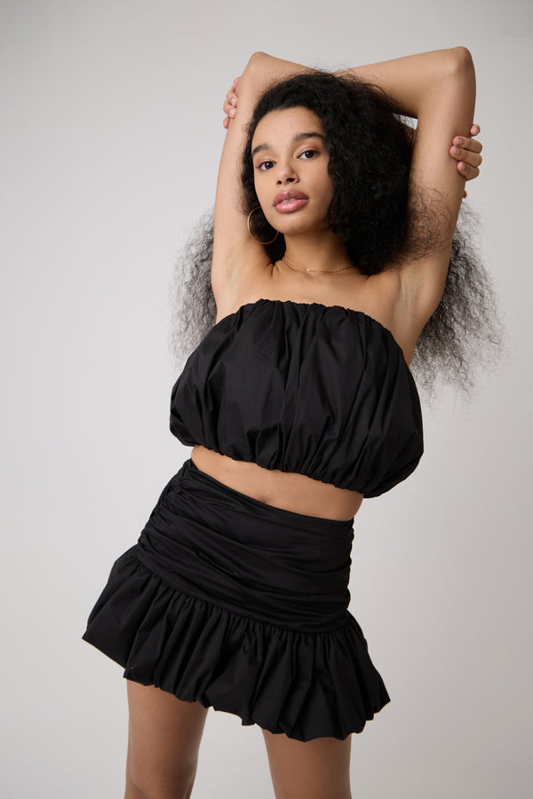 Amy Lynn Bubble Pure Cotton Black Crop Top