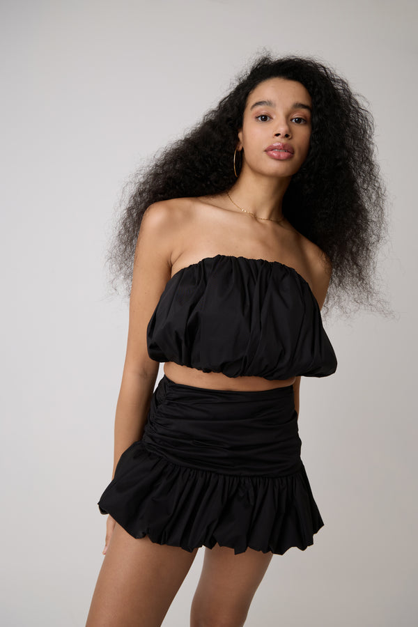 Amy Lynn Bubble Pure Cotton Black Crop Top