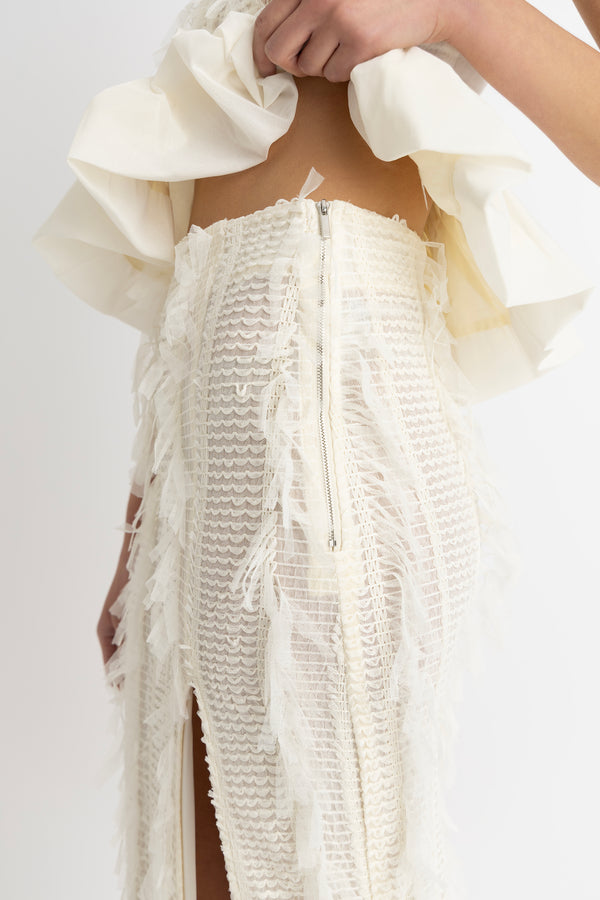 Amy Lynn Calla Ivory Maxi Ruffle Skirt