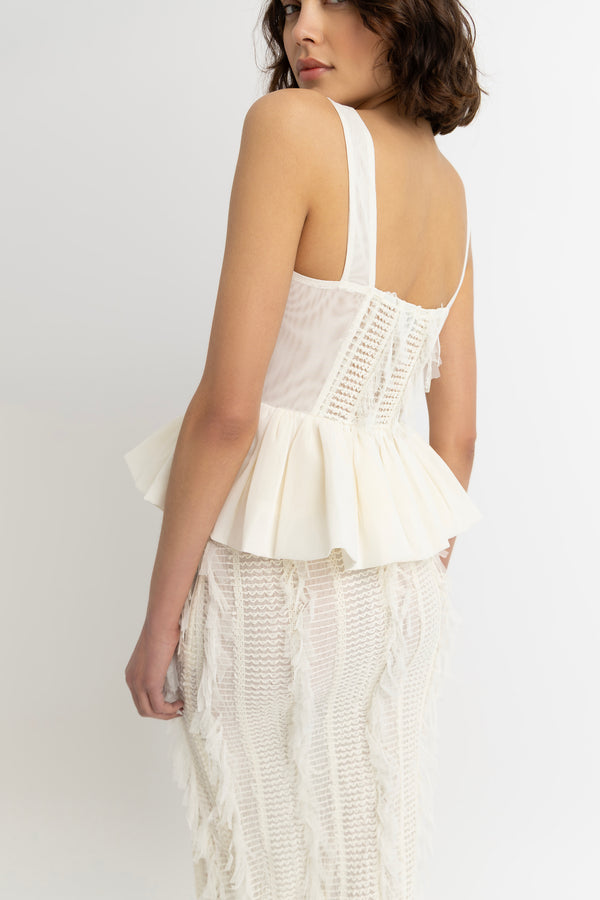 Amy Lynn Calla Ivory Peplum Top