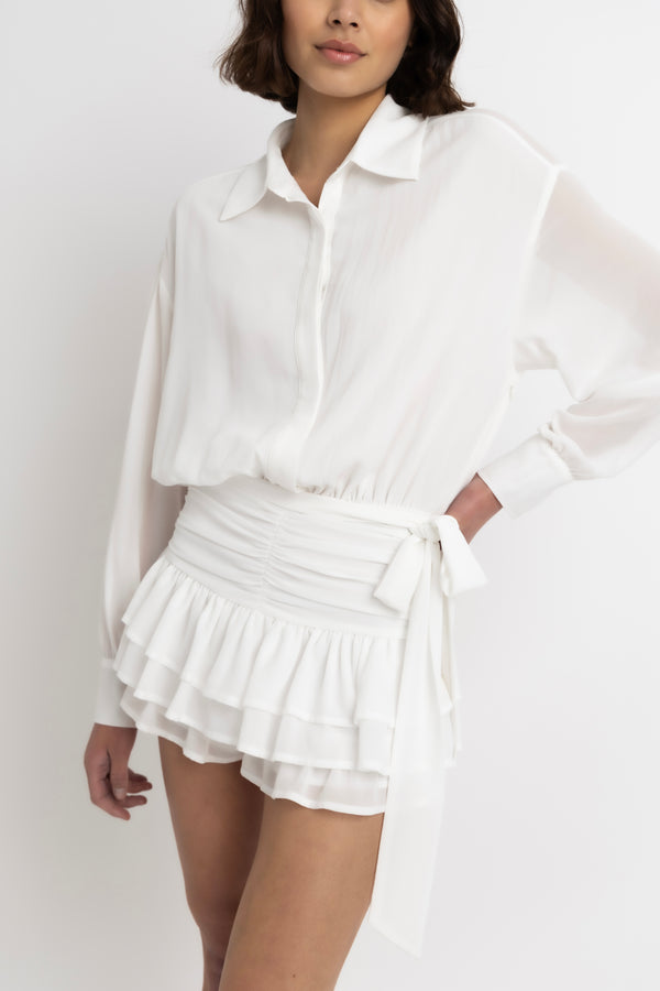 Amy Lynn Carlotta White Shirt Skort Dress
