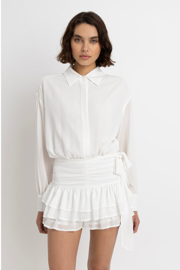 Amy Lynn Carlotta White Shirt Skort Dress