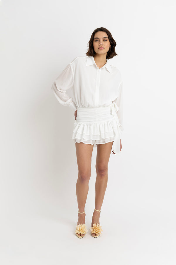 amy lynn Carlotta White Shirt Skort Dress