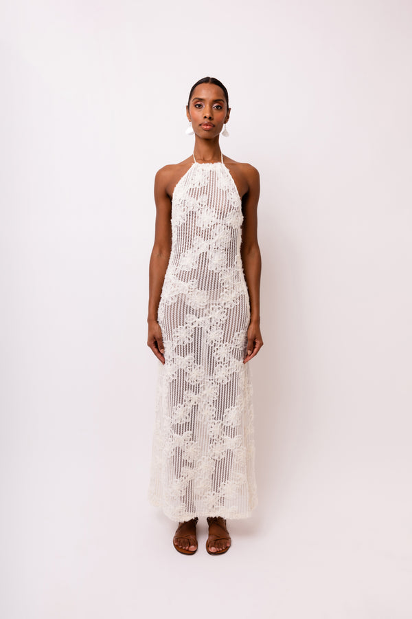 amy lynn Cici Cream Floral Crochet Maxi Dress