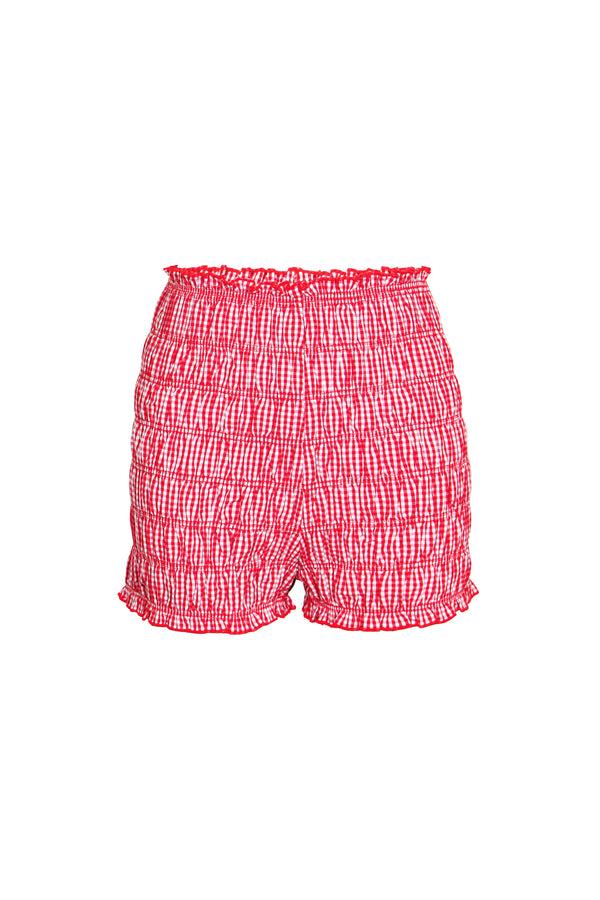 amy lynn Danica Red Cotton Gingham Shirrerd Shorts