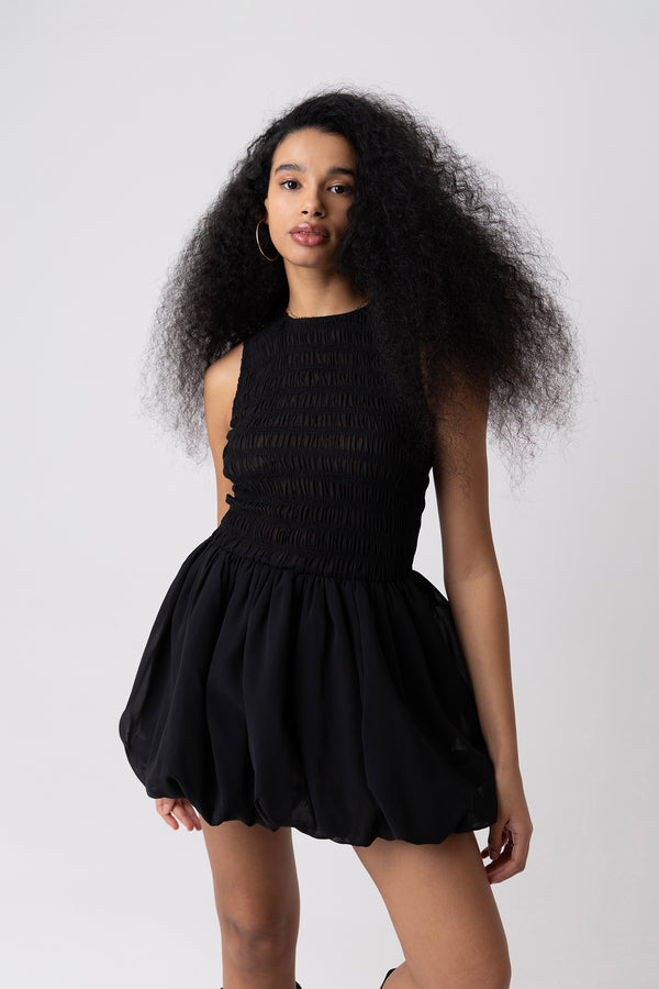 Amy Lynn Ella Black Mini Puffball Dress