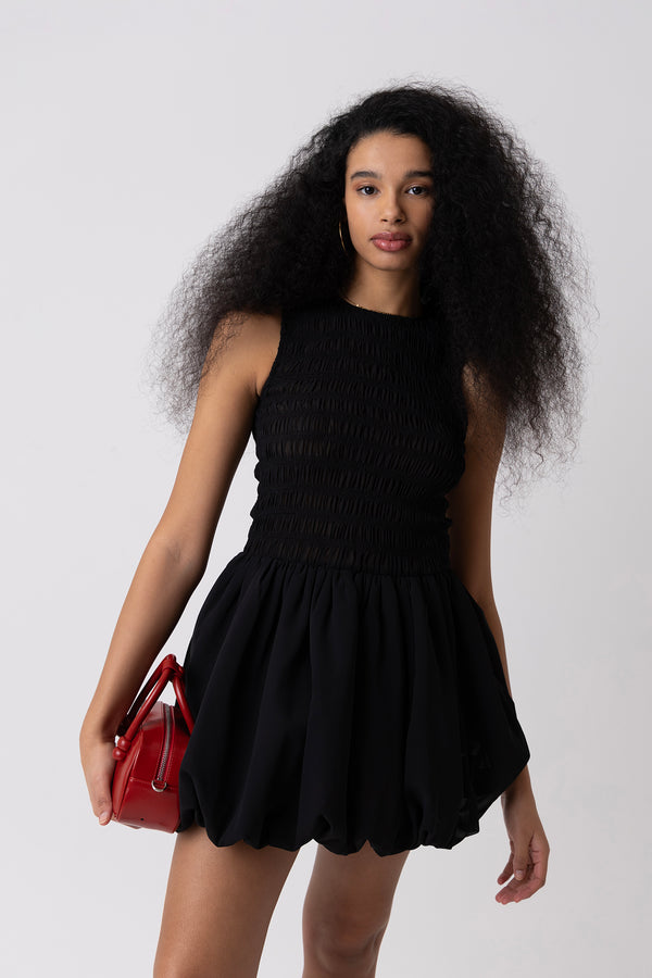 Amy Lynn Ella Black Mini Puffball Dress