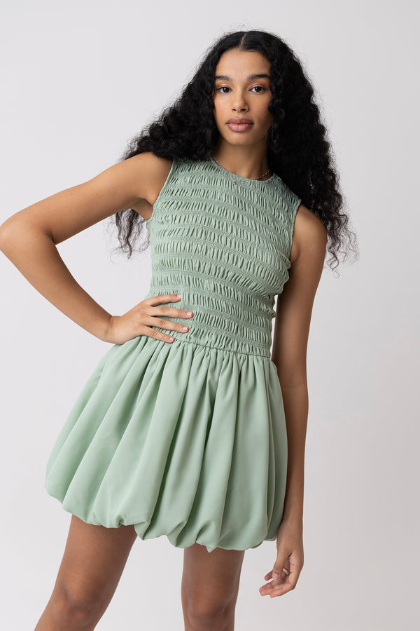 amy lynn Ella Pure Cotton Mint Mini Puffball Dress
