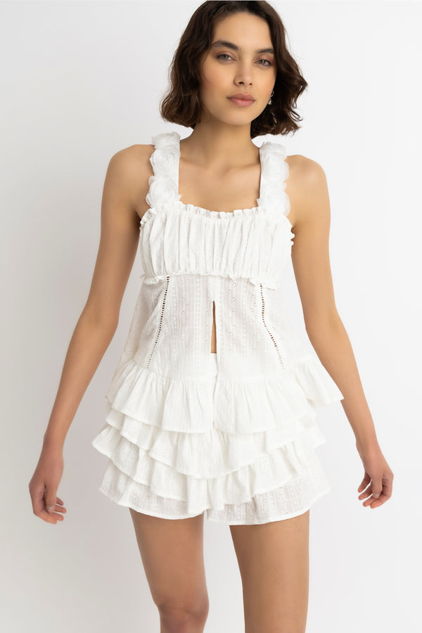 amy lynn Emma Pure Cotton White Broderie Top