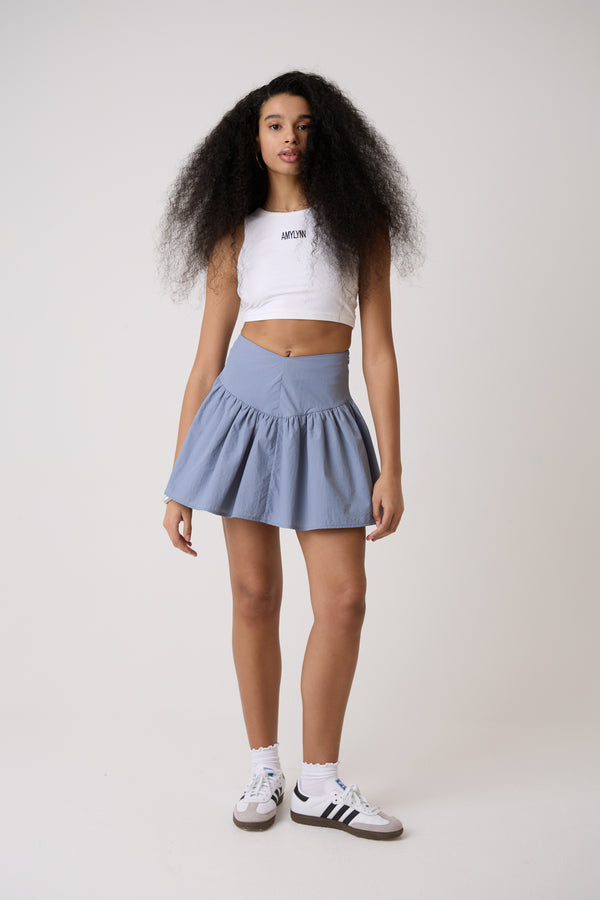 amy lynn Frida Cornflower Blue Frill Mini Skirt