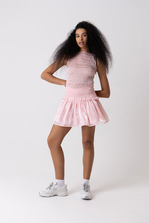 Amy Lynn Frida Dusty Pink Frill Mini Skirt