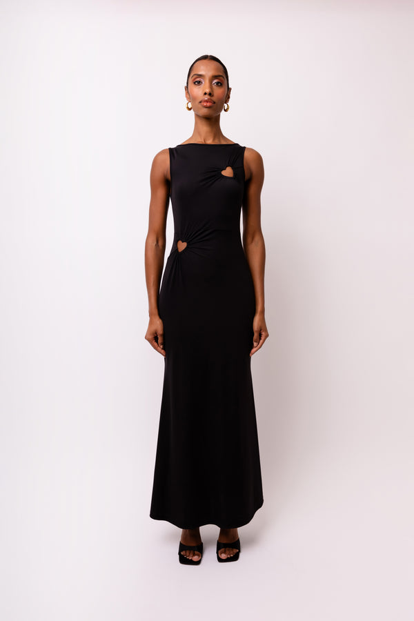 Amy Lynn Harlie Black Heart Cut Out Maxi Dress