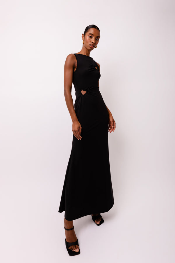 Amy Lynn Harlie Black Heart Cut Out Maxi Dress
