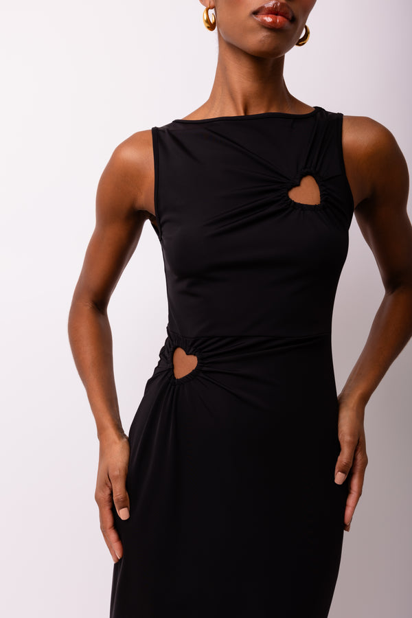 Amy Lynn Harlie Black Heart Cut Out Maxi Dress