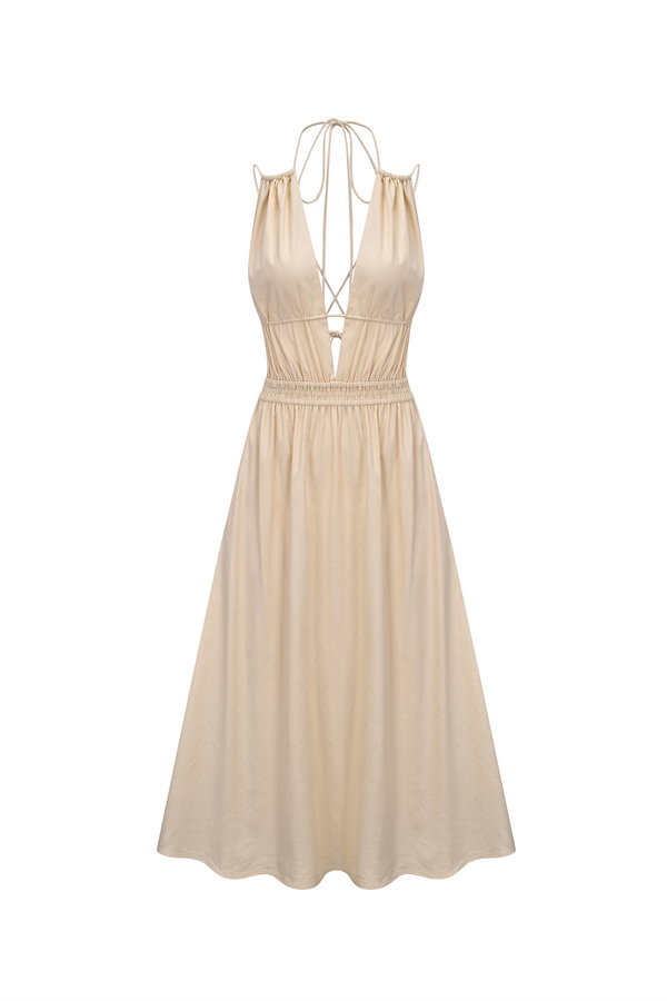 amy lynn Hattie Cream Cotton Maxi Dress