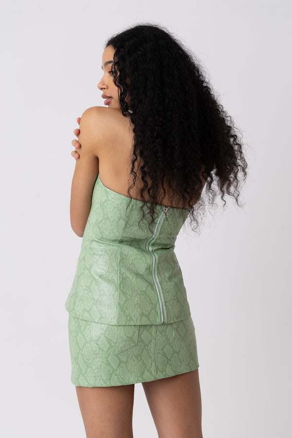 Amy Lynn Johanna Mint Snakeskin Bandeau Top