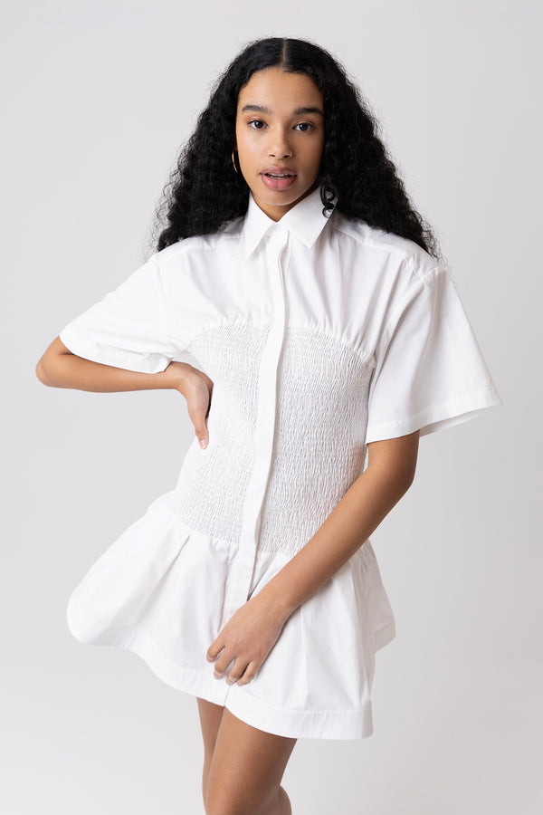 amy lynn Kirsty Pure Cotton White Shirt Dress